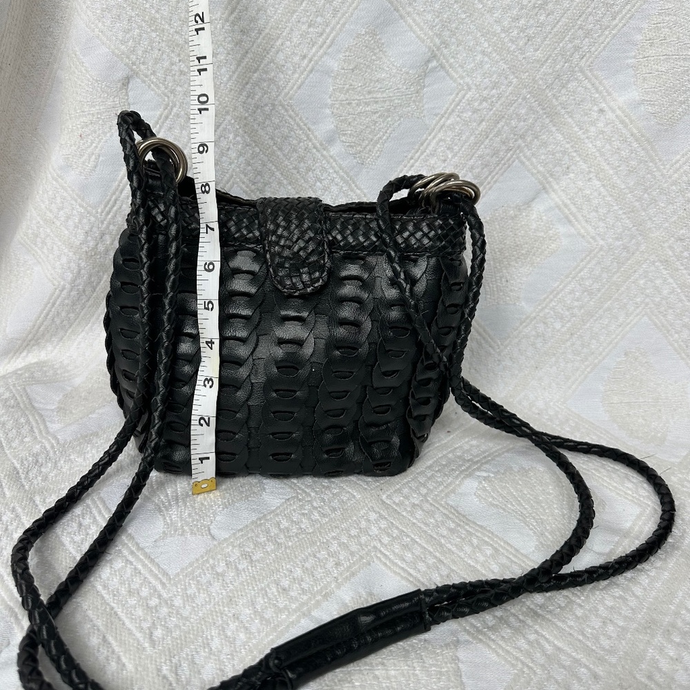 Black leather shoulder or crossbody bag
